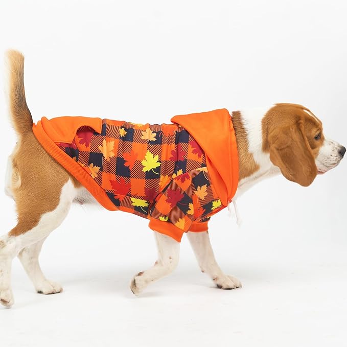 PUPTECK Fall Winter Dog Hoodie Pet Sweatshirt Soft Warm Clothes Fleece Lined with Hat for Small Medium Large Dogs, Pocket Design, Brown M
