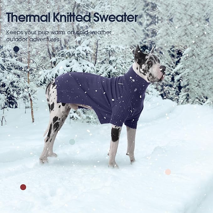 IECOii XL Dog Sweater,Winter Doggy Clothes for Large Dogs Girl Boy,Warm Pullover Soft Dog Sweater Turtleneck,Lightweight & Good Stretch for Active Dogs Like Beagle,Border Collie (Blue,XLarge)