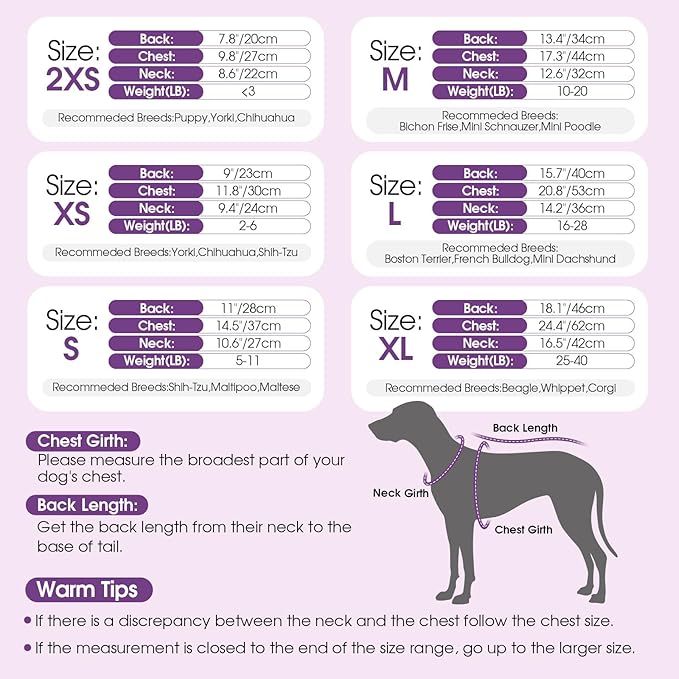 Dog Sweater Dress Plaid Knitwear for Small Medium Dogs Warm Puppy Pet Turtleneck Stretch Pullover Cute Fall Winter Vest Clothes with Leash Hole for Christmas (Purple, L)
