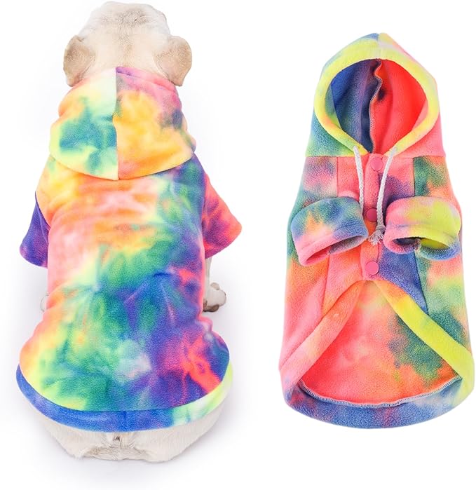 Dog Hoodie Tie Dye Dog Sweatshirt Chic Winter Clothes Ultra-Soft Warm Sweaters for Small Medium Dogs Fashion Pet Clothes for Dogs (Multicolor, XXL (Back: 18.89",Chest: 27.55", Neck: 20.07"))