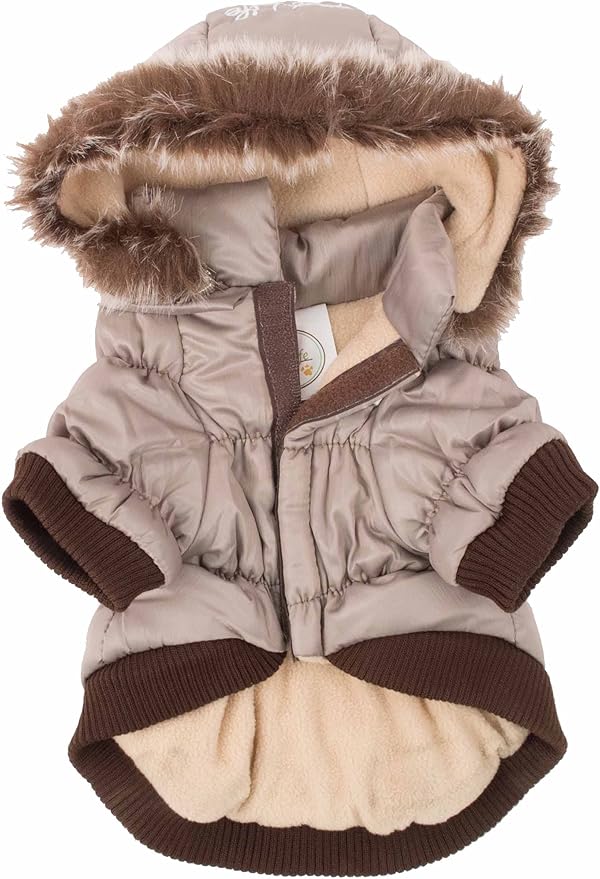 PET LIFE Classic Metallic Fashion Pet Dog Coat Jacket Parka w/ 3M Insulation and Removable Hood, Small, Metallic Grey