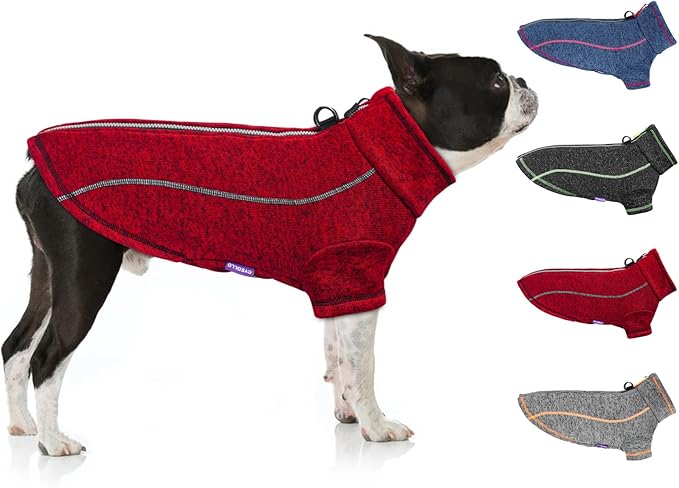 cyeollo Fleece Dog Jacket Sweater with Fleece Lining Zipper Reflective Jackets Small Dog Clothes Winter Coats Warm Pet Apparel