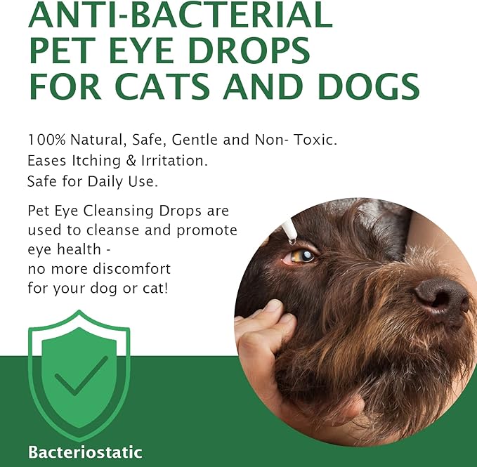Dog Eye Drops, Eye Drops for Dogs and Cats, Dog Eye Infection Treatment to Soothe Infection Allergy, Relieve Dry Eyes Pink Eyes, Pet Tear Stain Cleaner, Dog and Cat Eye Wash, 2.02 fl.oz