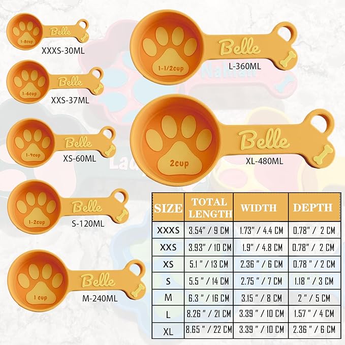 ubjva Personalized Dog Food Scoop Custom Cat Food Measuring Cup with Name Pet Accessories Gifts for Pet Lover