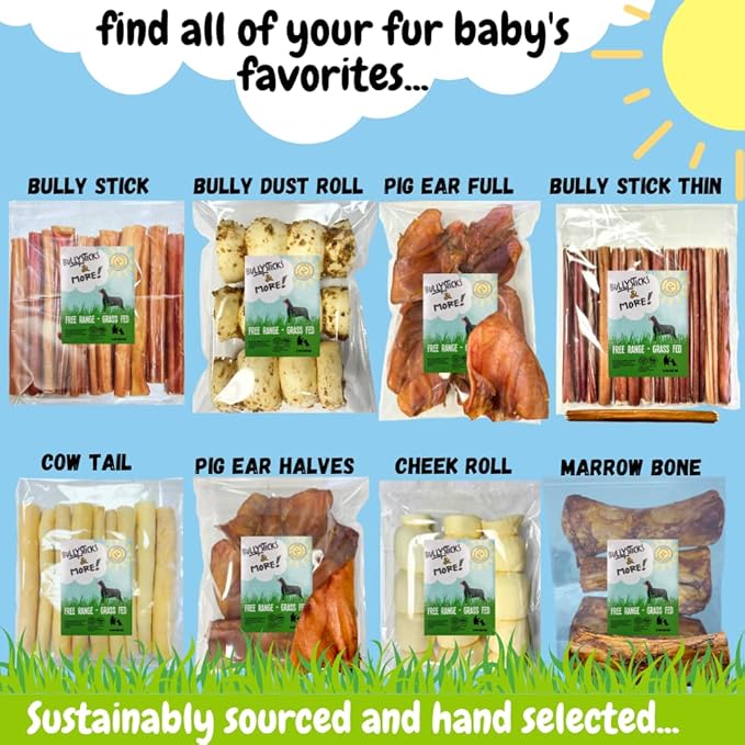 BULLYSTICKS & MORE 6 Inch Beef Cheek Rolls for Dogs (6" Extra Thick - 3 Count) - Beef Cheek Bones for Dogs - Dog Parents Choice - Premium No Hide Rolls