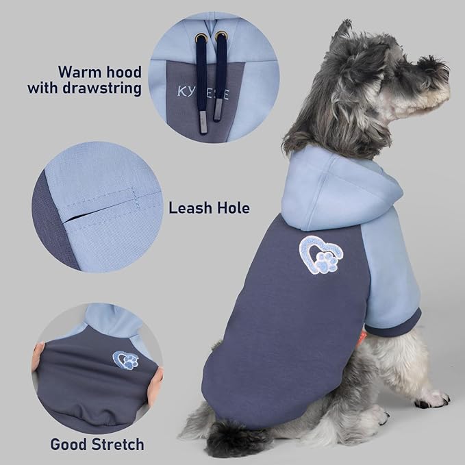 KYEESE Dog Hoodie Stretchy Pet Clothes with Drawstring Comfort Dogs Winter Coat Pets Coat for Cold Weather Pets Sweater with Leash Hole Soft Pet Sweatshirt Warm Dog Clothes for Large Dogs
