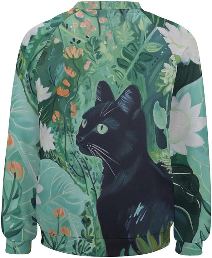 Long Sleeve Shirts for Women Cat Oil Painting Shirt 3D Graphic Sweatshirts Fall Pullover Crewneck Vintage Boho Tops