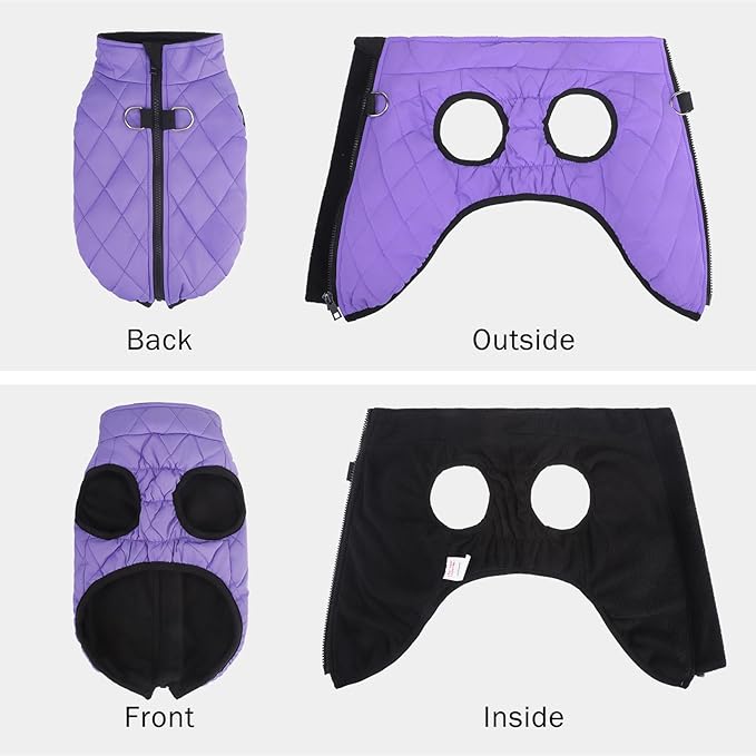 SCENEREAL Winter Coat for Dogs - Warm Jacket with Built-in Harness, Waterproof, Fleece Puffer Vest, Windproof, Snow Clothes for Small to Medium Dogs