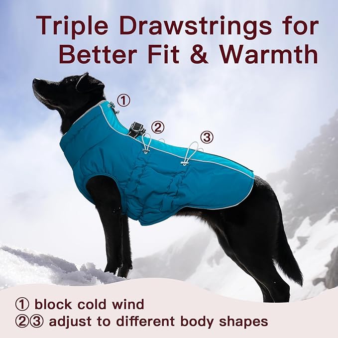Dog Coat for Large Dogs, Dog Winter Jacket-X Large Warm Zip Up Snowsuit Dog Harness Vest Reflective Water-Resistant Dog Coat Dog Snow Jacket for Large Dogs Beagle, Corgi, Green