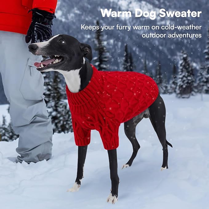 Queenmore Knitted XS Dog Sweater,Turtleneck Pullover Small Dog Sweater,Soft DogSweaters for Small Dogs Male Female, Pet Sweaters for Dogs,Thick Warm Pet Clothes for Teacup,Chihuahua(Red,XS)