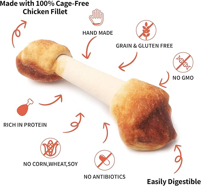 Premium Dog Chew Bones for Small Dogs, Rawhide Free, Grain Free, Made with Limited Ingredients, Delicious Mini 18pcs/Pack x 2packs