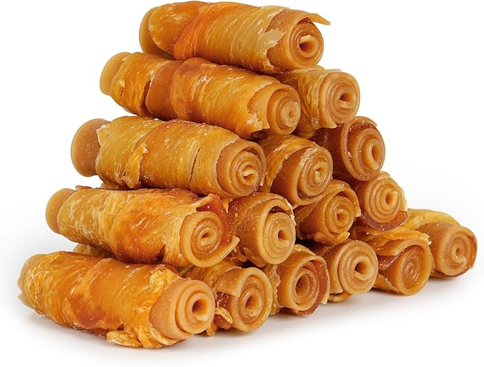 MON2SUN Rawhide Free Dog Treats, 3 Inch Chicken Wrapped Rolls, Low Fat and Training Snacks, Peanut Butter Flavor Chews for Small Dogs, 21.16oz (16 Count - Pack of 1)