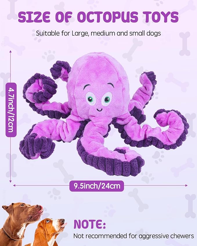 Dog Toys Squeaky, Interactive Plush Stuffed Octopus Tug of War Toy, Puppy Teething Pet Toy for Small Medium Large Dogs to Keep Them Busy