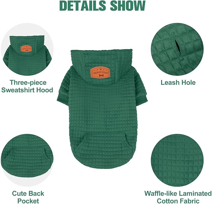BEAUTYZOO Dog Hoodie for Small Medium Large Dogs, Winter Fall Warm Dog Clothes for Puppy S M Sized Dogs Girl Boy, Dog Sweater Shirt Hoodies with Pocket Bulldog Pitbull Cat Clothing Coat