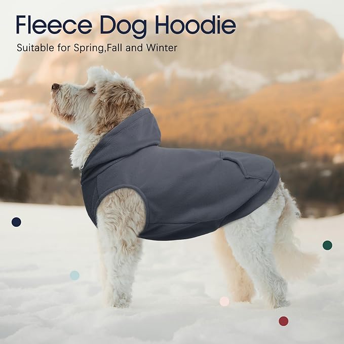 IECOii Dog Sweatshirt for Large Dogs, Hooded Fleece Vest with Leash Hole, XXXL Dogs Sweater for Giant Breed,Warm Polar Fleece Large Dog Hoodie for Fall Winter,Labrador,Doberman, Grey, 3XL