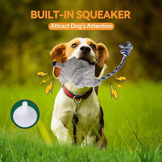 AUSCAT Plush Dog Rope Toy, Durable Squeaky Dog Toys for Puppy Small Medium Dogs (Not for Aggressive Chewers), Elephant