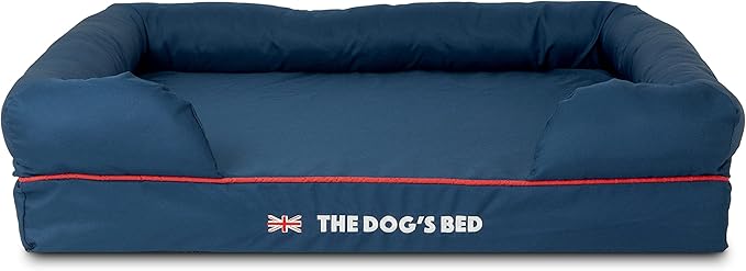 The Dog's Bed Replacement Outer Cover ONLY (Outer Cover ONLY - NO Bed, NO Waterproof Inner) for The Dog's Bed, Washable Oxford Fabric, Large (Blue with Red Piping UK Embroidery Flag)