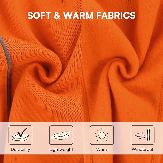 Queenmore Cozy Fleece Dog Sweater Large, Soft Pullover Dog Sweatshirt, Warm Winter Fleece Jacket with Leash Hole/Reflective Stripes for Small Medium Large Dogs Orange