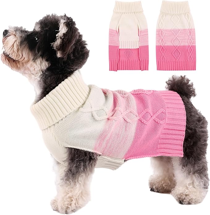 ASENKU Warm Dog Sweater for Small Medium Dogs,Pet Sweaters for Fall Winter Dog Clothing,Thicked Pullover Puppy Cat Turtleneck Sweater for Doggie Chihuahua Clothing