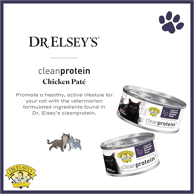 Dr. Elsey's cleanprotein Chicken Recipe Wet Cat Food, Pate 5.3 oz cans (Pack of 24)