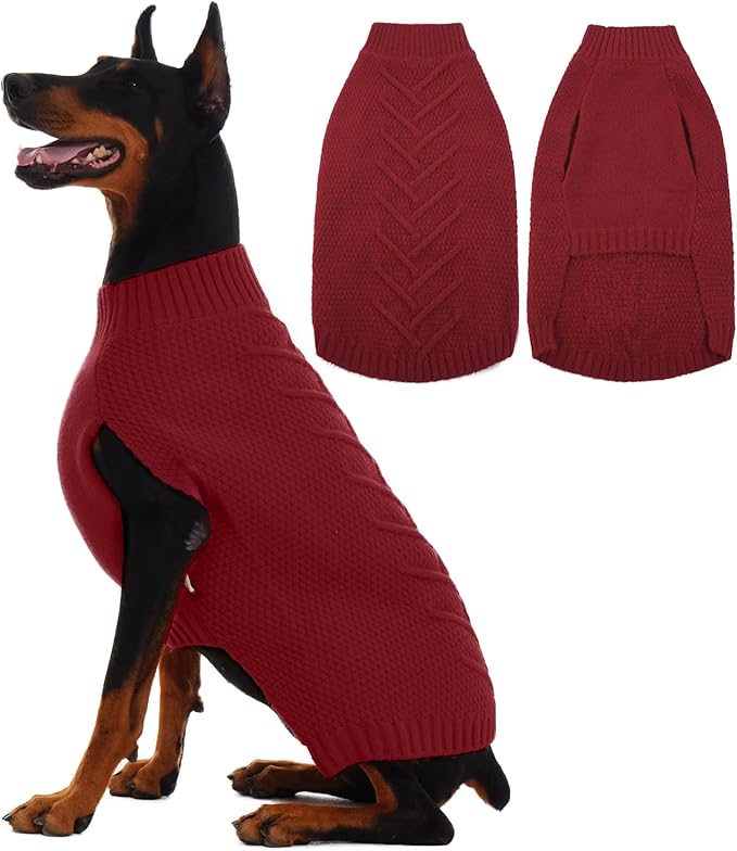 IECOii Extra Large Dog Sweater, XXXL Dog Sweater for Large Dogs Girl Boy, Xmas Pet Holiday Sweaters Large Size, Warm Doggy Christmas Knitwear Big Dogs Sweater for Labrador, Doberman, Darkred-3XL