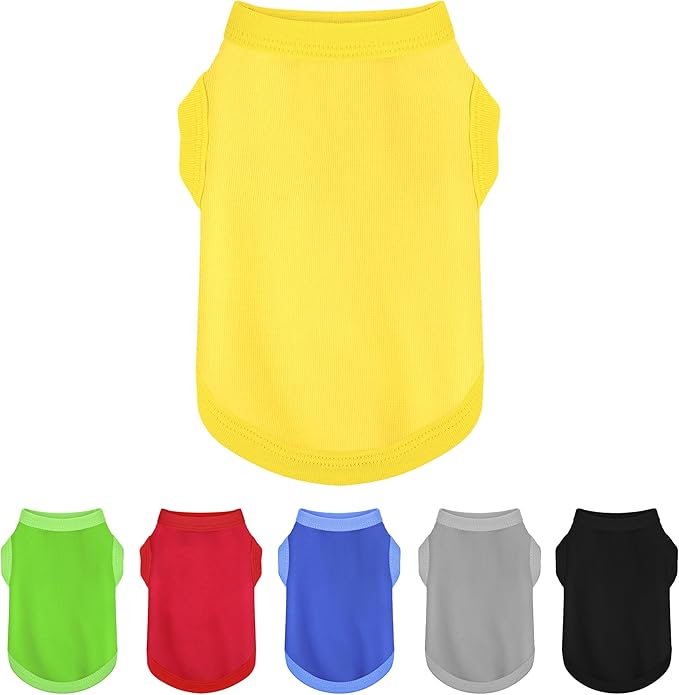 Elevate Your Dog's Fashion Quotient with Colorful and Breathable Sleeveless Cotton Shirts! Perfect Pet Apparel for Small to Medium Dogs Yellow 4XL