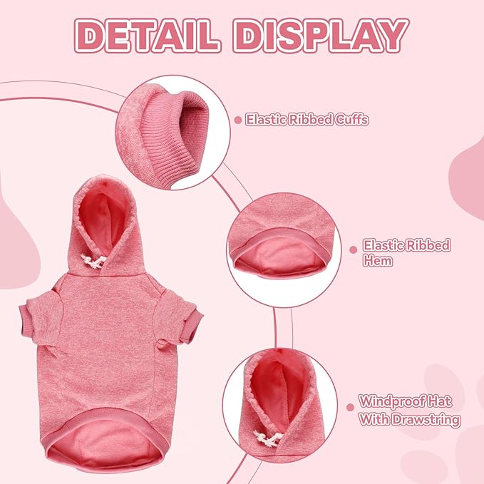 Dog Sweaters for Medium Dogs Dog Hoodie Fleece Sweater Soft Clothes Sweatshirt with Pocket Hoodie for Medium Dogs(Pink&M)
