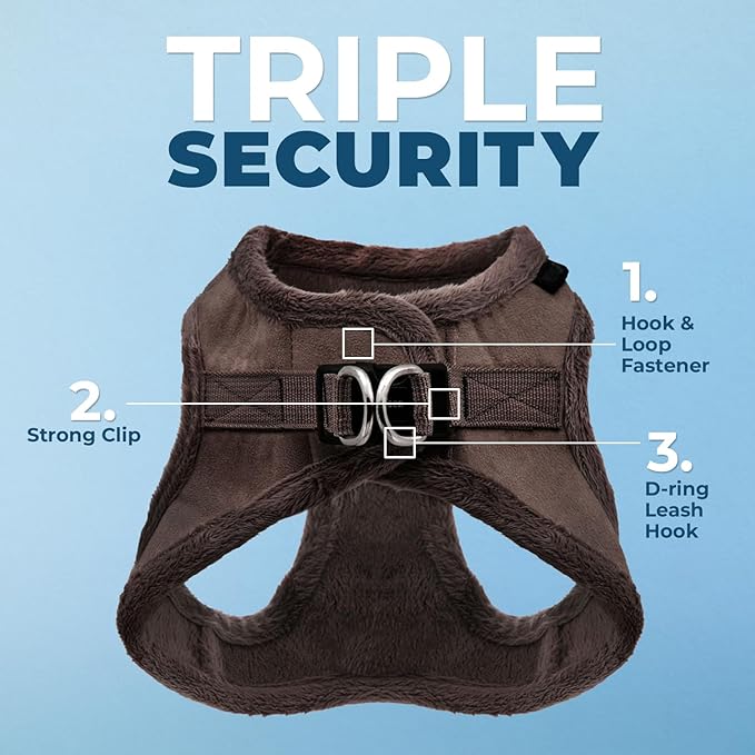 Best Pet Supplies - All Weather Mesh/Plush, Reflective, No Pull Harness for Small, Medium Dogs, Cats - Secure with Hook & Loop Fastener, Buckle, Double D-Rings - Chocolate Suede, M