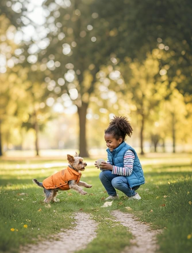 SPACE LION Dog Puffer Jacket, Down Winter Coat, Durable Outdoor Coat for Cold and Windy Conditions, Waterproof, Lightweight Jacket, Adjustable Fit for Small, Medium, Large Dogs(Red,8/XS)