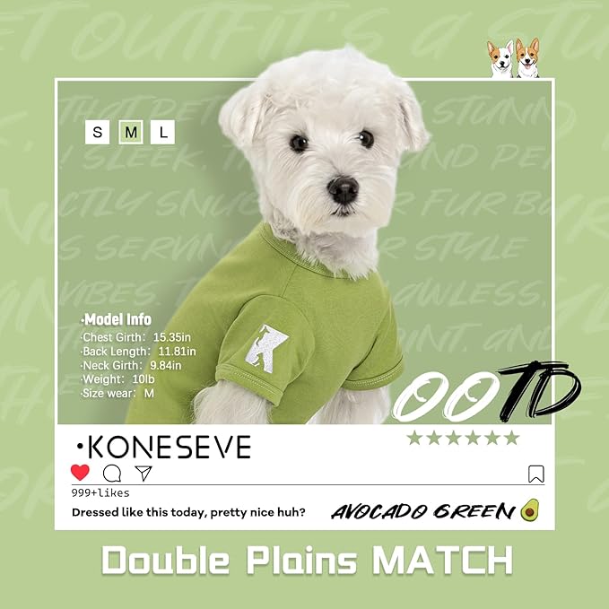 Koneseve Dog Shirts 2 Pack Soft Comfortable Clothes for Medium Large Dogs Brown & Avocado Green 5XL