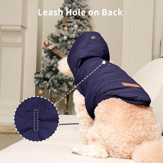 Fleece Lining Extra Warm Dog Hoodie in Winter for Large Dogs Jacket Pet Coats with Hooded,Blue XXL
