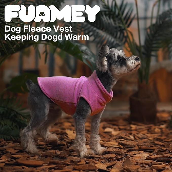 FUAMEY Dog Fleece Vest for Small Dogs,Warm Stretchy Dog Sweatshirts Pullover with Leash Hole Dogs Sweater Soft Pet Turtleneck Cozy Pet Vest Lightweight Sleeveless Pink XS