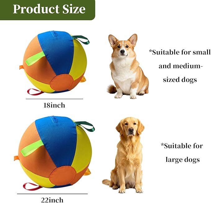 Herding Giant Tennis Dog Ball, Toy for Medium to Large Dogs, for Aggressive Chewers, Tough Herding Ball for Play & Exercise, Fun Doggy Birthday Gift (22-inch)