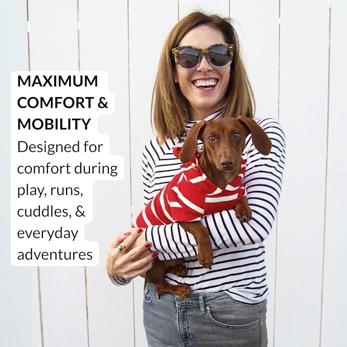 DJANGO Dog Hoodie – Warm, Lightweight, Soft & Stretchy Dog Sweater with Hood, Harness Hole & Elastic Waistband – Cozy Sweatshirt for Small Dogs up to 25 lbs, Dachshunds & Puppies – Crimson Red, Medium