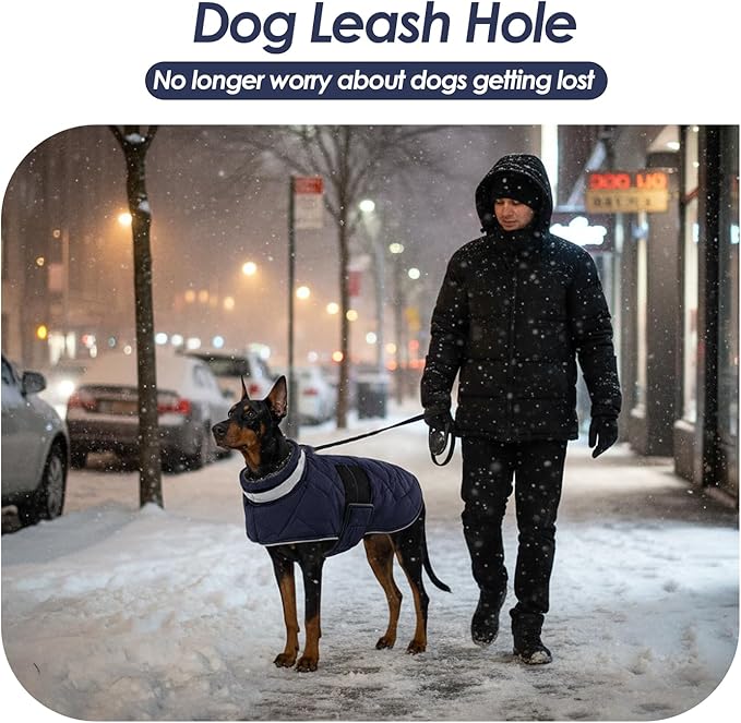 Dog Winter Coat Warm Padded Puppy Jacket Windproof Water Resistant Clothes for Small Medium Large Pets Christmas Sweater Outfit Vest(DarkBlue, 2XL)