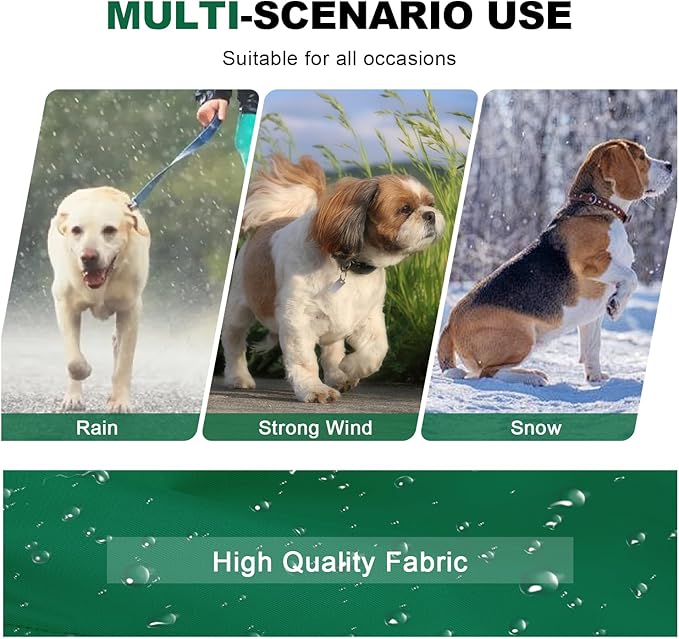 PINA Dog Raincoat, Waterproof Jacket with Hood, Lightweight Dog Jacket with Leash Hole, Poncho with Reflective Strap and Pocket for Wet Weather, Full Wrap Design for Full Protection