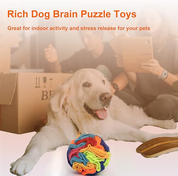 Snuffle Ball - Snuffle Ball for Dogs Large Breed, Interactive Dog Toys to Keep Them Busy, Dog Puzzles for Large Dogs with Storage Bag Machine Washable