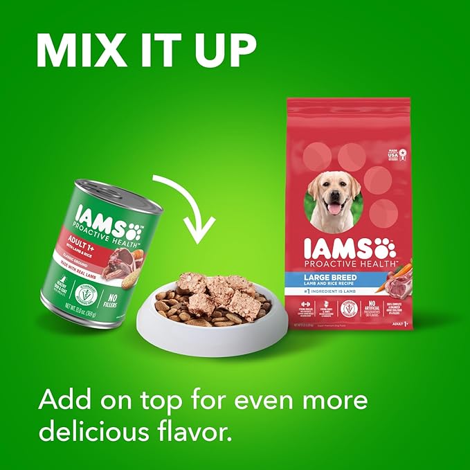 IAMS Proactive Health Large Breed Adult Dry Dog Food Lamb & Rice Recipe, 15 lb. Bag