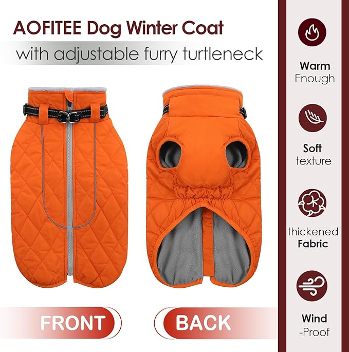 AOFITEE Extra Small Dog Jacket, Waterproof Dog Coat for Winter, Turtleneck Winter Jacket with Back Zipper, Reflective Pet Coat Small Snowsuit, Small Pet Snowsuit Chihuahua, Yorkshire