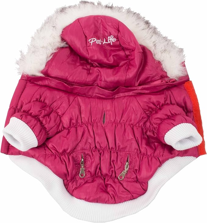 PET LIFE Classic Metallic Fashion Pet Dog Coat Jacket Parka w/ 3M Insulation and Removable Hood, X-Small, Metallic Pink