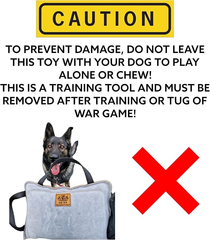 EQ K9 Leather Dog Tug Toy with 3 Handles, Durable Bite Pillow for Medium to Large Dogs, for Dog Training, Tug of War, K9 Training, Crufts, Agility, Bite Tug, Pull Toy, Schutzhund, KNPV, Mondio Ring