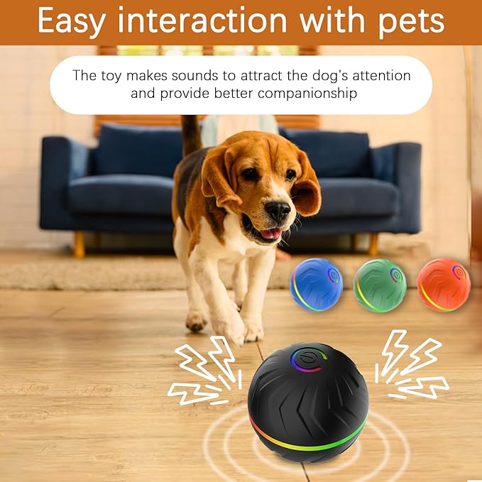 T01 Interactive Dog Toys Dog Ball,Anti Boredom Dog Toys,Durable Motion Activated Automatic Rolling Toys for Small/Medium Dogs,Moving Ball for Dogs to Keep Them Busy,Dog Bows,Fruity Plush Covers,Orange