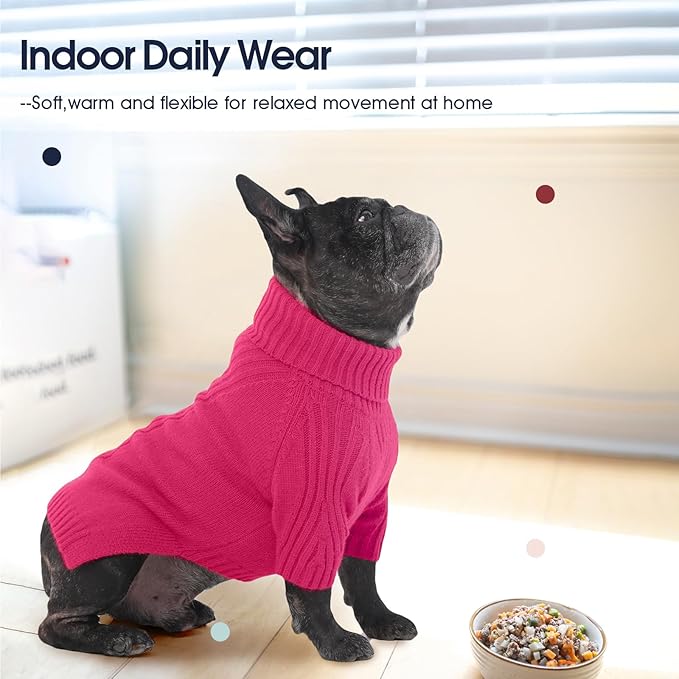 IECOii XL Dog Sweater,Winter Doggy Clothes for Large Dogs Girl Boy,Warm Pullover Soft Dog Sweater Turtleneck,Lightweight & Good Stretch for Active Dogs Like Beagle,Border Collie (Rose red,XLarge)