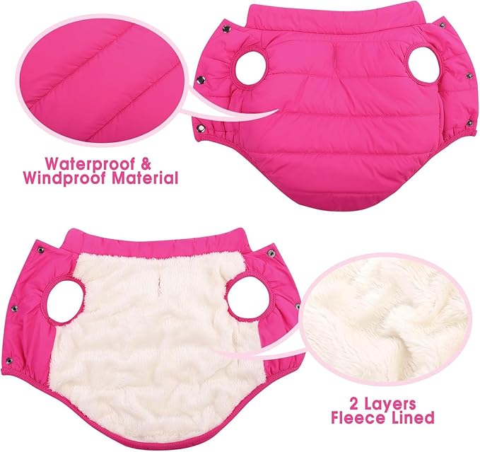 ASENKU Dog Winter Coat - Waterproof Windproof Dog Jacket, Warm Snowproof Doggie Puffer Vest for Cold Weather, Lightweight Snow Coats for Small Medium Large Dogs (Pink, 3XL)