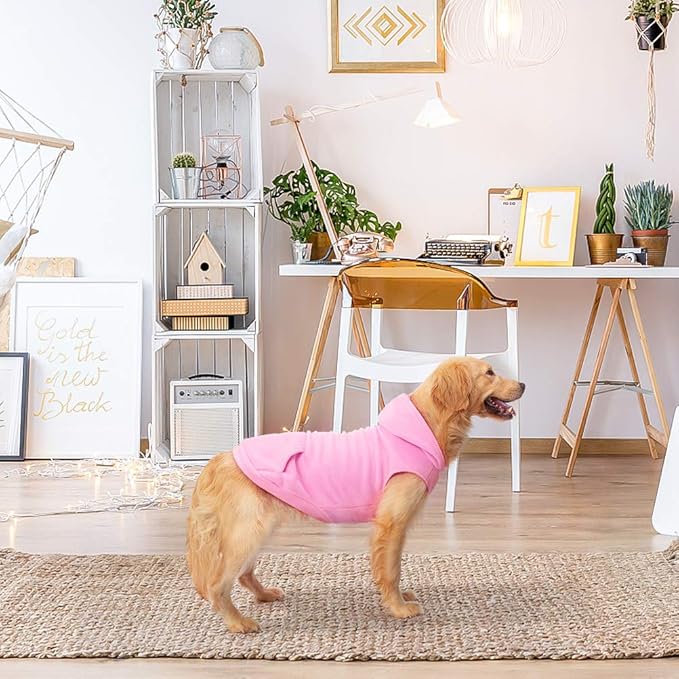 EXPAWLORER Dog Hoodie Fleece Sweater Vest, Hooded Dog Sweatshirt Fall Winter Pet Clothes with Leash Ring, Sleeveless Warm Cozy Puppy Clothing for Cat Small Medium Large Dogs Girl Boy, Pink S