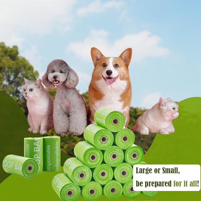 GWT Dog Poop Bags Rolls 9"x13" Certified Home Plant Based Doggie Bags for Poop 270 Count Pet Waste Bags for Outside and Backyard