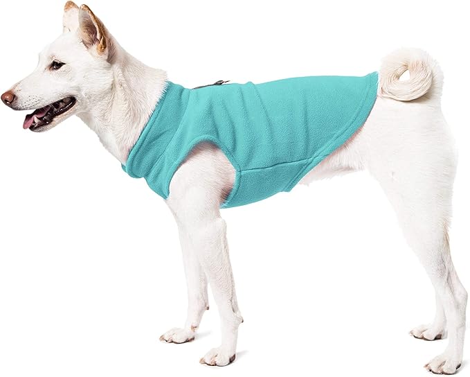Gooby Fleece Vest Dog Sweater - Pink, Medium - Warm Pullover Fleece Dog Jacket with O-Ring Leash for Small to Medium Dogs