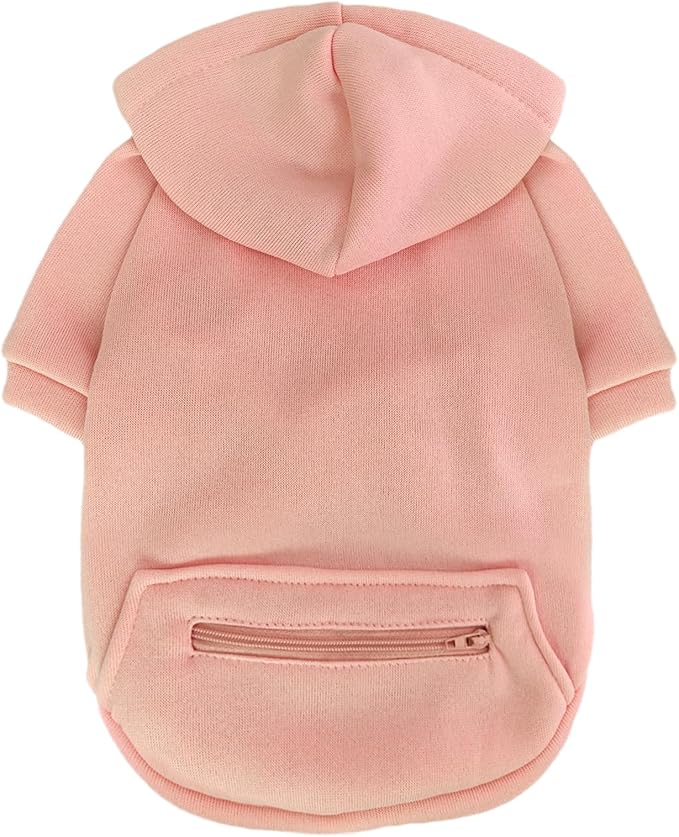 Jecikelon Pet Dog Cold Weather Coat with Pocket Winter Dog Hoodie Warm Puppy Clothes for Small Dogs Chihuahua Clothing (Pink, Medium)