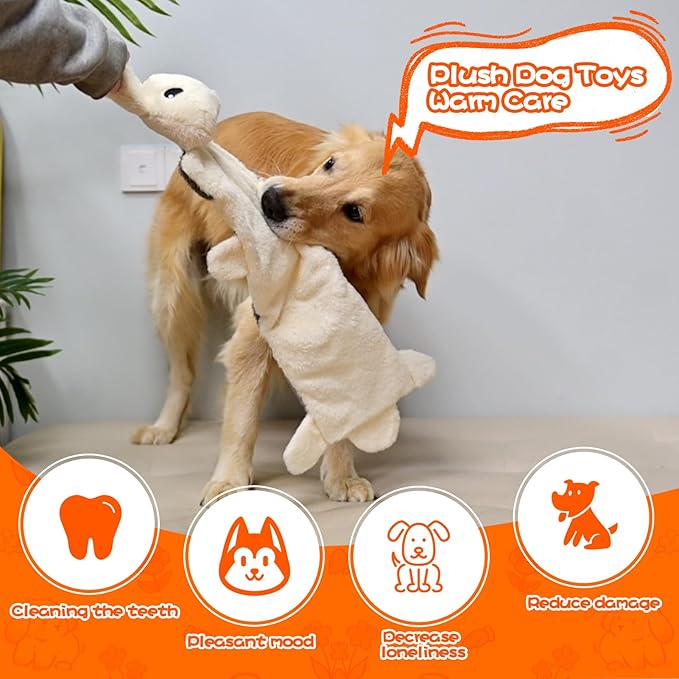 Mihachi Dog Squeaky Toys 16 Squeakers for Aggressive Chewers, Tough Interactive Tug of War Dog Toy-Squeaky Chew Toy for Small,Medium,Large Breed No Stuffing Rabbit Toy, Fun Long Toys 22.8 Inches