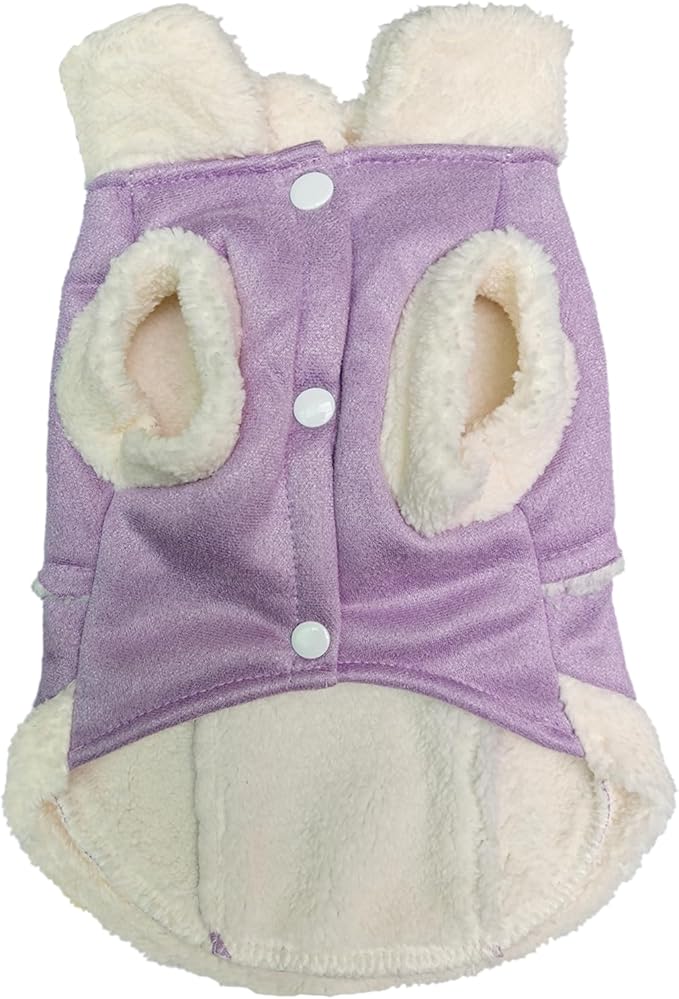 Jecikelon Bowtie Dog Cold Weather Coat Fleece Lining Warm Pet Puppy Turtleneck Dogs Winter Clothes for Small Dogs with D-Ring (Purple, X-Large)